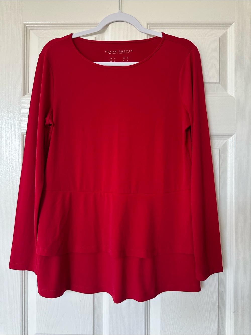Susan Graver Ruffle Tiered Layered Liquid Top Long Sleeve
